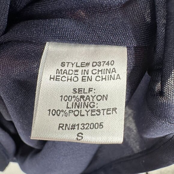 Entro Floral Boho Dress Mini Relaxed Navy Blue Bell Long Sleeve Babydoll Small - Picture 8 of 9